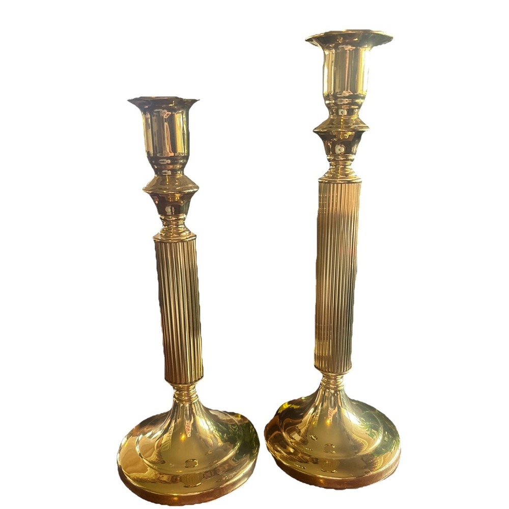 Copper Craft American made brassware Pillar Taper candle holders set of Two